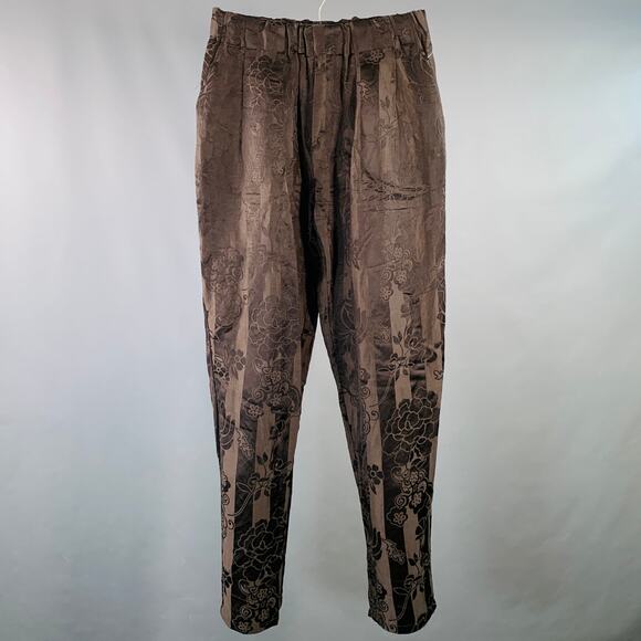 HAIDER ACKERMANN Size M Brown Jacquard Linen Silk Casual Pants - Picture 1 of 7